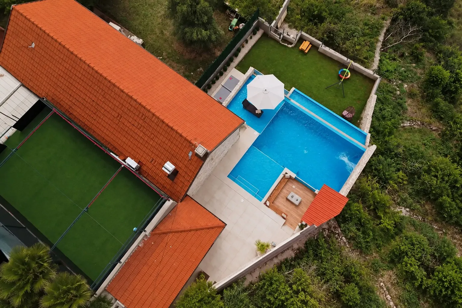 Aerial view of the villa